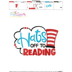 Hats off To Reading American Theme School Lettering Embroidery Design Pattern-3