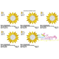 Volleyball Sunflower Embroidery Design Pattern-2