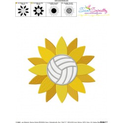 Volleyball Sunflower Embroidery Design Pattern-3