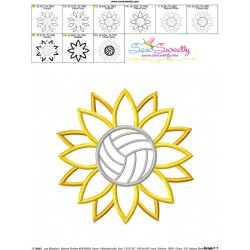 Volleyball Sunflower Applique Design Pattern-3