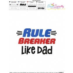 Rule Breaker Like Dad Lettering Embroidery Design Pattern-3