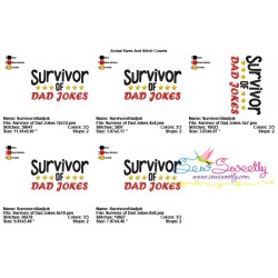 Survivor of Dad Jokes Lettering Embroidery Design Pattern-2