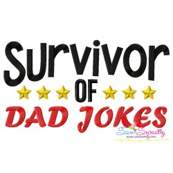 Survivor of Dad Jokes Lettering Embroidery Design Pattern-1