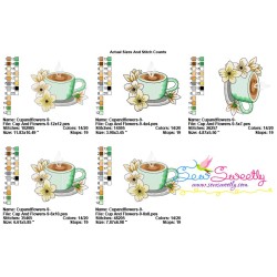 Cup And Flowers-9 Embroidery Design Pattern-2