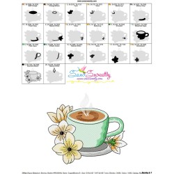 Cup And Flowers-9 Embroidery Design Pattern-3