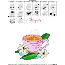 Cup And Flowers-7 Embroidery Design Pattern-3