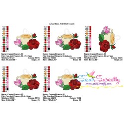 Cup And Flowers-10 Embroidery Design Pattern-2