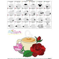 Cup And Flowers-10 Embroidery Design Pattern-3