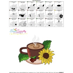 Cup And Flowers-6 Embroidery Design Pattern-3