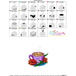Cup And Flowers-8 Embroidery Design Pattern-3