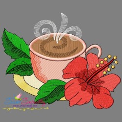 Cup And Flowers-5 Embroidery Design Pattern-1