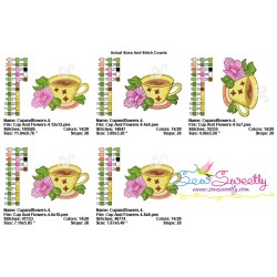 Cup And Flowers-4 Embroidery Design Pattern-2