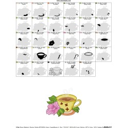 Cup And Flowers-4 Embroidery Design Pattern-3