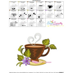 Cup And Flowers-3 Embroidery Design Pattern-3
