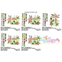 Cup And Flowers-1 Embroidery Design Pattern-2