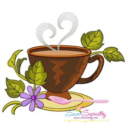 Cup And Flowers Embroidery Design Bundle-4