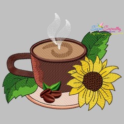 Cup And Flowers Embroidery Design Bundle-7