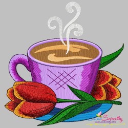 Cup And Flowers Embroidery Design Bundle-9