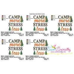 Camp More Stress Less Lettering Embroidery Design Pattern-2